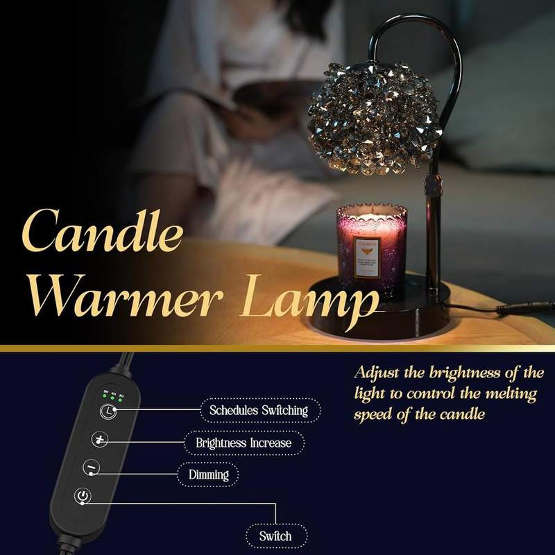 VXUNLIOR Luxury Crystal Candle Warmer Lamp, Faux Marble Base — photo 5 of 12