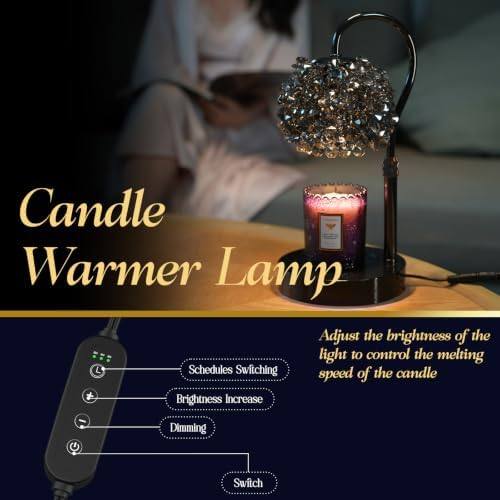 VXUNLIOR Luxury Crystal Candle Warmer Lamp, Faux Marble Base — photo 6 of 12