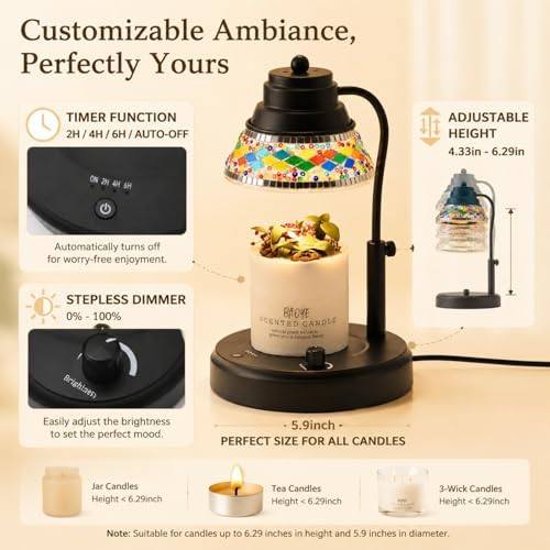 WARMCITY Moroccan Colourful Diamond Candle Warmer Lamp, Black — photo 6 of 16