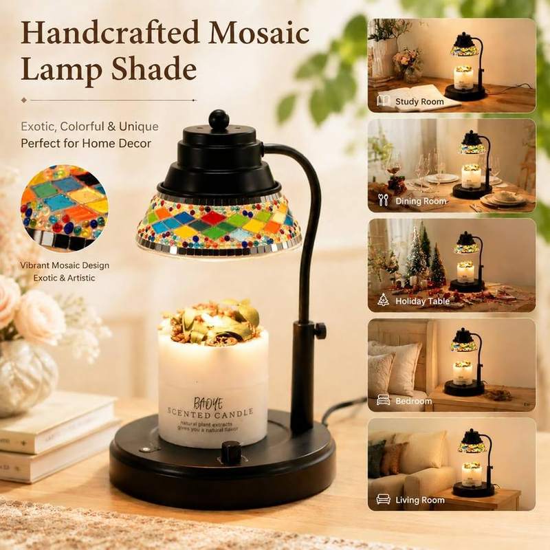 WARMCITY Moroccan Colourful Diamond Candle Warmer Lamp, Black — photo 7 of 16