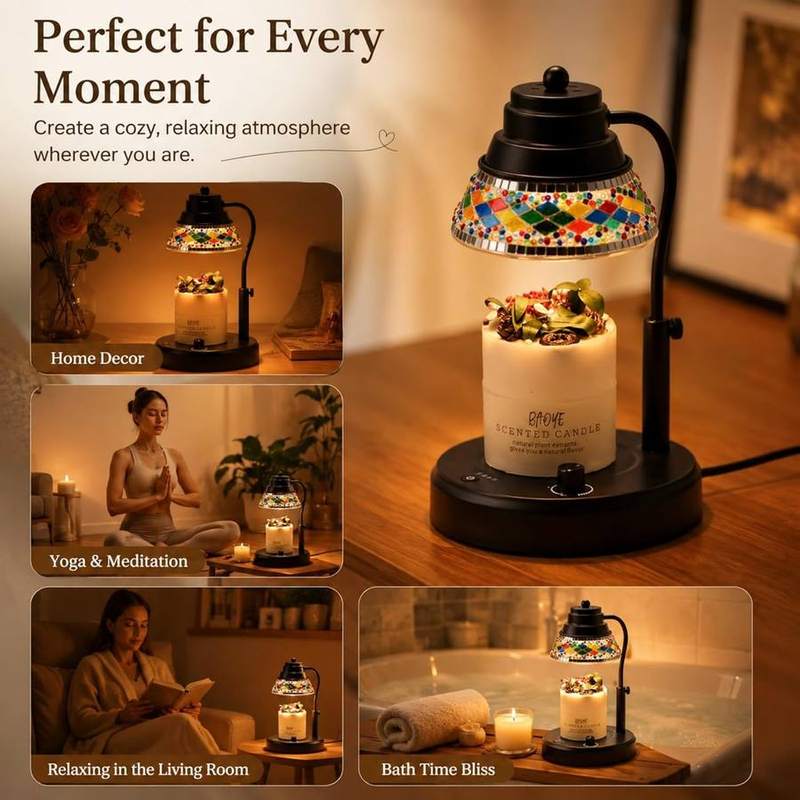 WARMCITY Moroccan Colourful Diamond Candle Warmer Lamp, Black — photo 11 of 16