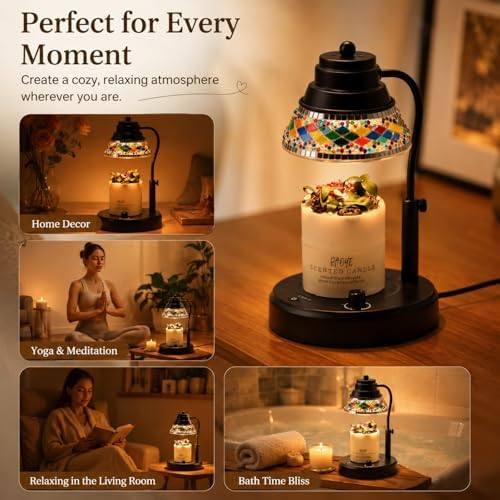 WARMCITY Moroccan Colourful Diamond Candle Warmer Lamp, Black — photo 12 of 16