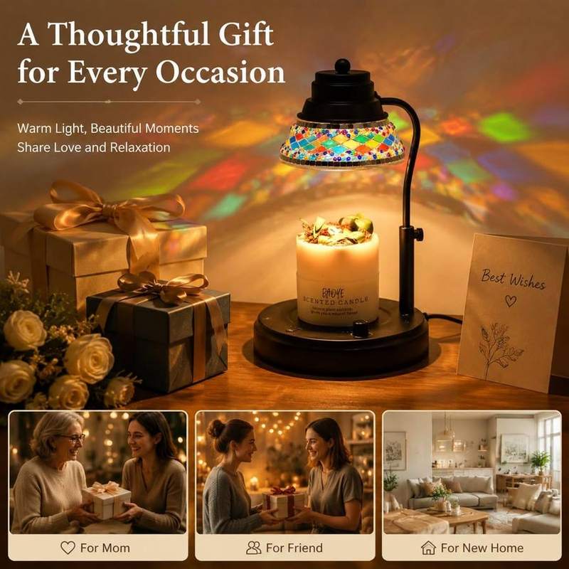 WARMCITY Moroccan Colourful Diamond Candle Warmer Lamp, Black — photo 13 of 16