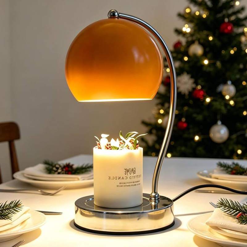 WARMCITY Wide Base Candle Warmer Lamp, Orange, candle warmer lamp with a lampshade