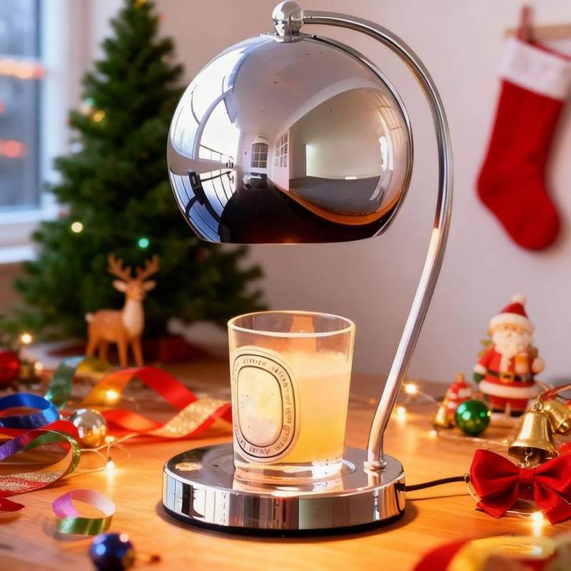 WARMCITY Wide Base Candle Warmer Lantern, Silver, silver candle warmer lamp with a smooth glass shade