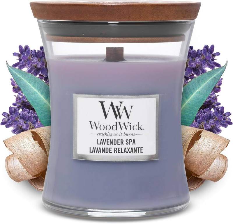 WoodWick Lavender Spa Medium Hourglass Candle — scented candle