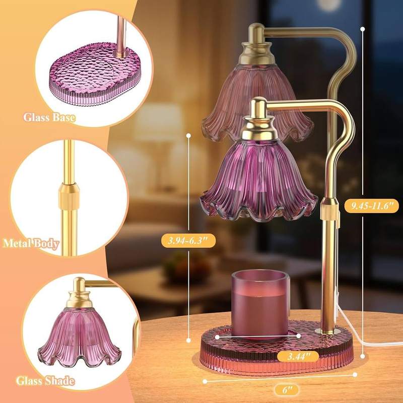 WYghyronic Flower Candle Warmer Lamp, Glass Base, 32 cm — photo 5 of 12