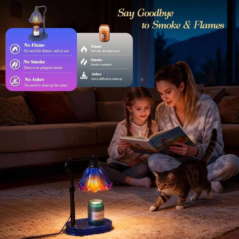 WYghyronic Flower Candle Warmer Lamp, Glass and Wood — photo 7 of 12