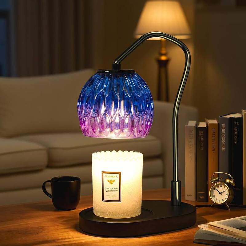 WYghyronic Glass 35 cm Candle Warmer Lamp, candle warmer lamp with a glass lampshade