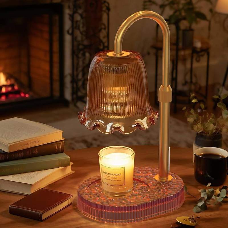 WYghyronic Brown Glass Candle Warmer Lamp, candle warmer lamp with a smooth glass shade