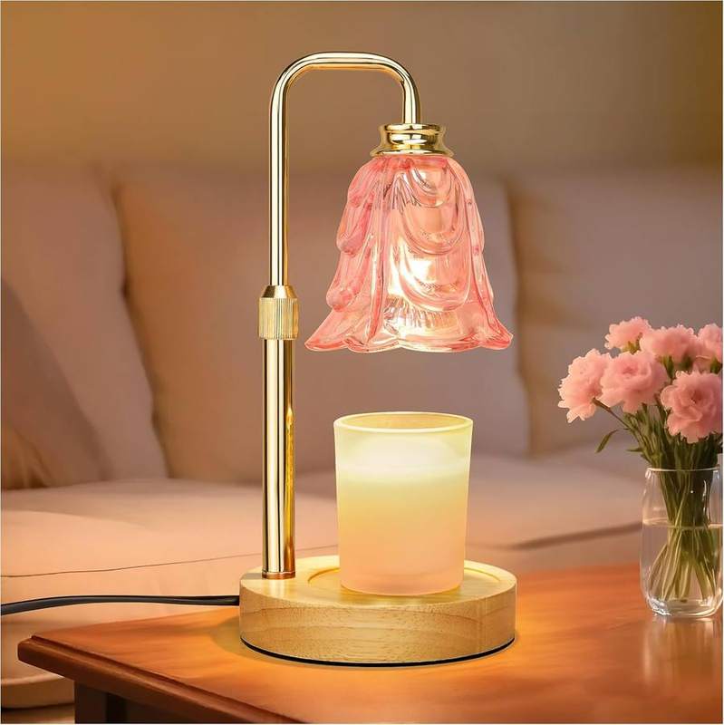 XJZJY Pink Frosted Candle Warmer Lamp, pink candle warmer lamp with a decorative shade