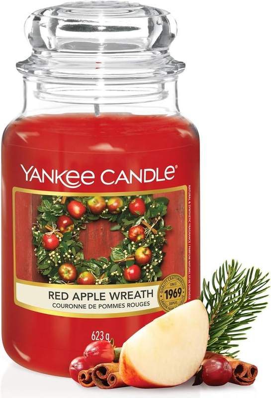 Yankee Candle Red Apple Wreath Large Jar Candle — glass jar scented candle