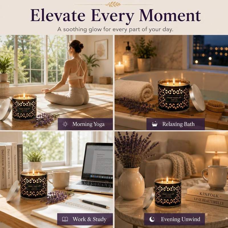 YINUO LIGHT Lavender 3-Wick Candle, 415 g — photo 9 of 16