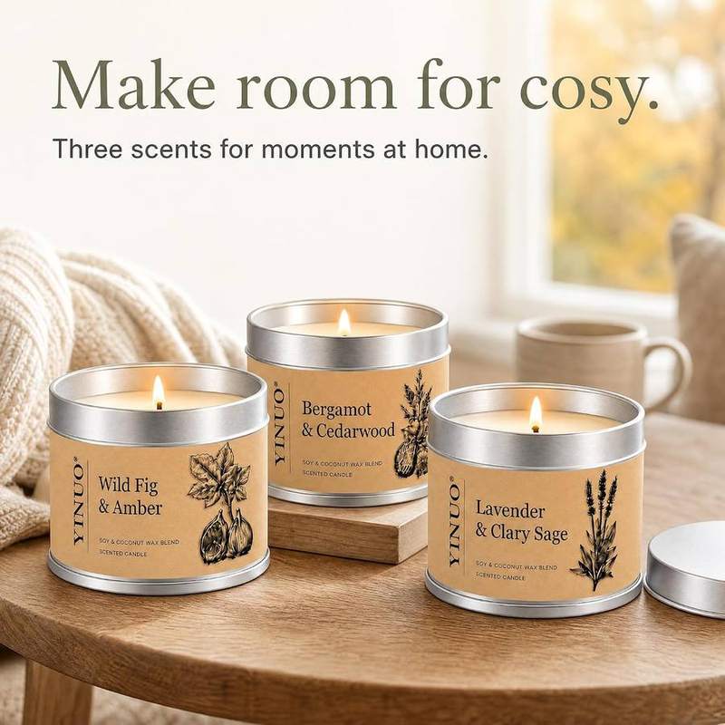 Yinuo Mirror Botanical Soy-Coconut Candle Gift Set of 3 — photo 3 of 16