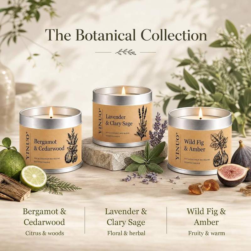 Yinuo Mirror Botanical Soy-Coconut Candle Gift Set of 3 — photo 5 of 16