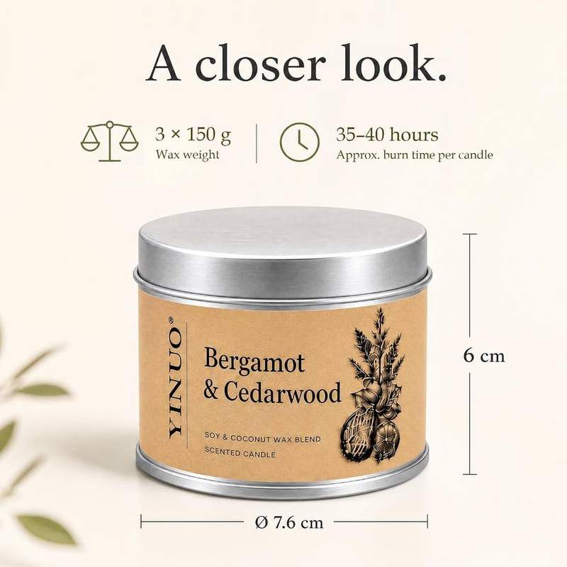 Yinuo Mirror Botanical Soy-Coconut Candle Gift Set of 3 — photo 9 of 16