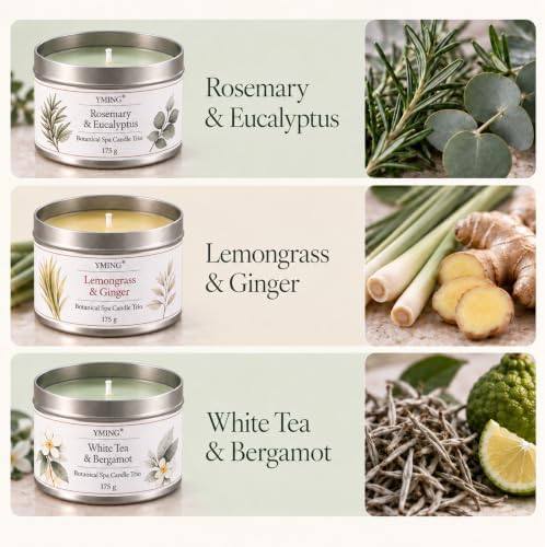 YMing Bergamot, Eucalyptus and Rosemary Scented Candle Gift Set of 3 — photo 6 of 18