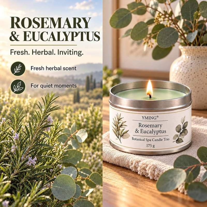 YMing Bergamot, Eucalyptus and Rosemary Scented Candle Gift Set of 3 — photo 17 of 18