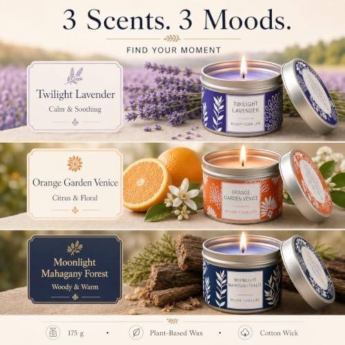 YMing Lavender, Orange Blossom & Rose Teakwood Candle Gift Set of 3 — photo 4 of 18