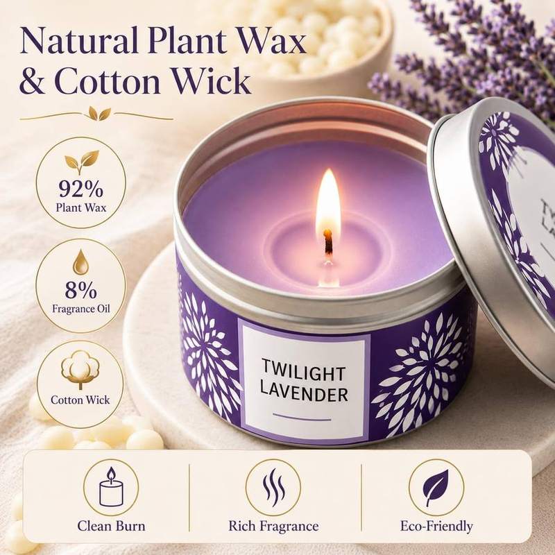 YMing Lavender, Orange Blossom & Rose Teakwood Candle Gift Set of 3 — photo 5 of 18