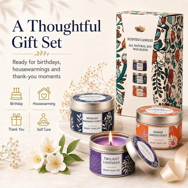 YMing Lavender, Orange Blossom & Rose Teakwood Candle Gift Set of 3 — photo 13 of 18