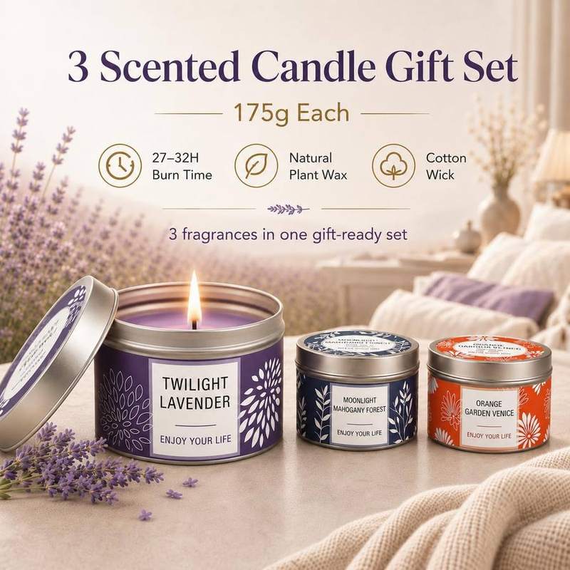 YMing Lavender, Orange Blossom & Rose Teakwood Candle Gift Set of 3 — photo 15 of 18